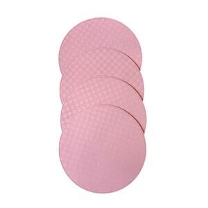 Set of 4 Mackenzie-Childs Pink Check Faux Leather Placemats 15in Round NEW